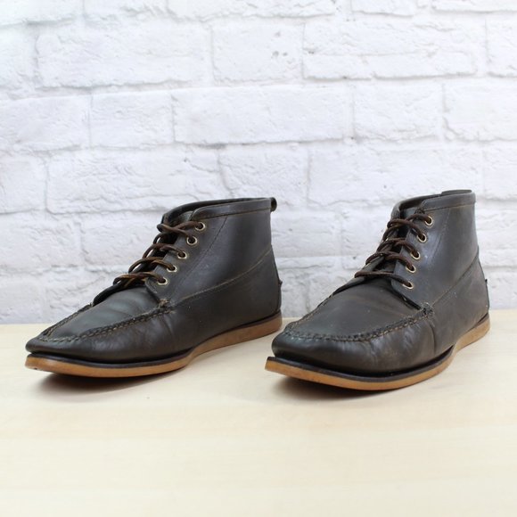 LL BEAN Men's Signature Jackman Ranger Moc Brown Leather Chukka Boots 11.5 D - Picture 2 of 9